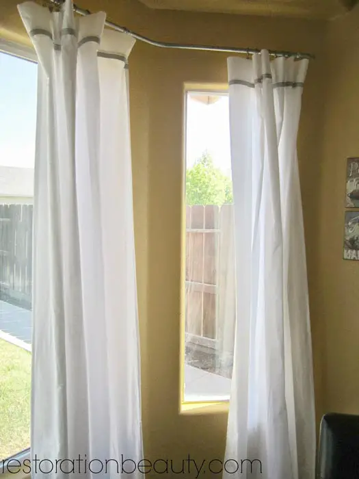 DIY Bay Window Curtain Rod (Incl. New No Sew Curtains)