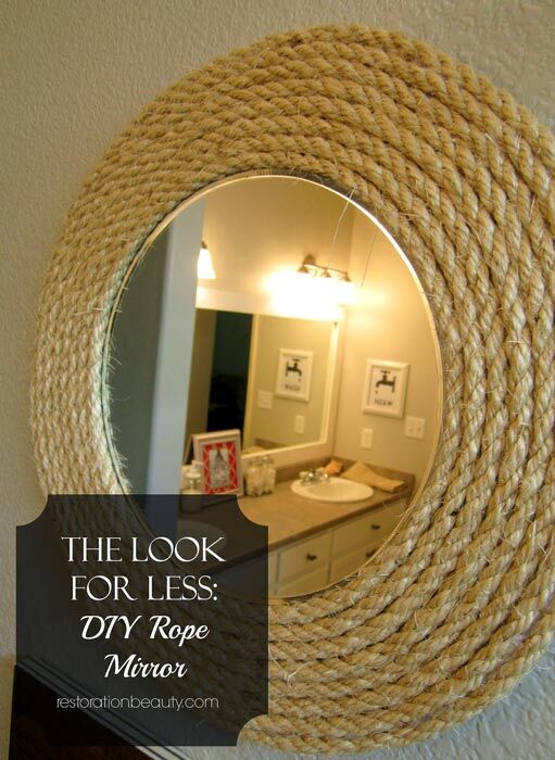DIY Nautical Rope Mirror - How to Make Rounded or Square Rope Mirror